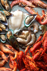 Various raw seafood