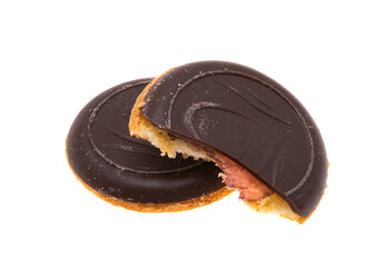 biscuit cookies in chocolate isolated
