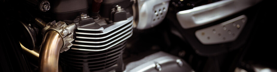 close up of motorcycle engine using as transportation cover page 