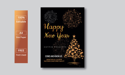 Naklejka na ściany i meble 2021 Happy New Year script text. Design template Celebration poster, banner, or a greeting card for a happy new year.