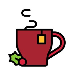 Fototapeta premium Christmas tea icon, Christmas food and drink vector