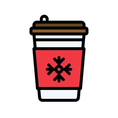 Take away coffee cup icon, Christmas food and drink vector