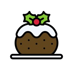 Cake icon, Christmas food and drink vector