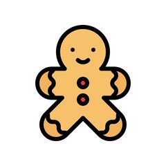 Gingerbread man icon, Christmas food and drink vector