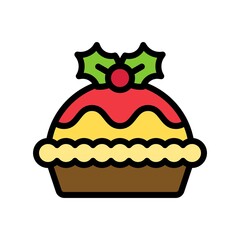 Christmas pie icon, Christmas food and drink vector