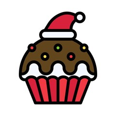 Christmas cupcake icon, Christmas food and drink vector