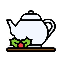 Teapot icon, Christmas food and drink vector