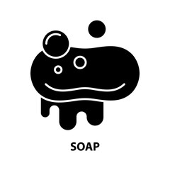 soap icon, black vector sign with editable strokes, concept illustration