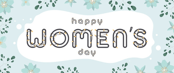 Delicate blue-blue tones. International womens day banner. Vector.