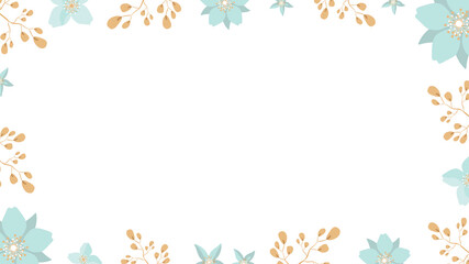 Fototapeta premium Frame made of flowers and leaves. Ready-made poster in gentle colors with place for text. For weddings and women's parties. Vector.