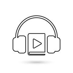 Audiobooks and online learning concept represented by book and headphone icon.