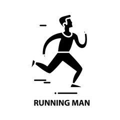running man icon, black vector sign with editable strokes, concept illustration