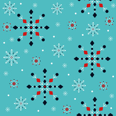 retro christmas snowflakes seamless pattern