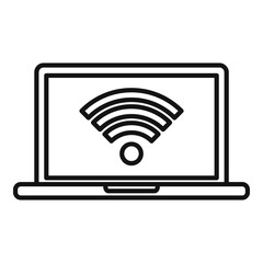 Room service laptop wifi icon. Outline room service laptop wifi vector icon for web design isolated on white background
