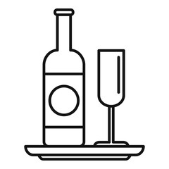 Room service wine bottle icon. Outline room service wine bottle vector icon for web design isolated on white background
