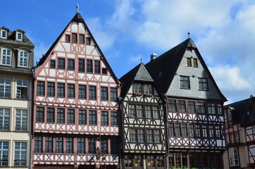 Historical Romer Square in the city of Frankfurt Main, Germany
