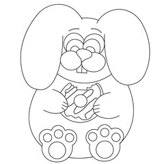 Cute Bunny and donut in black and white