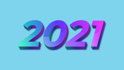 2021 3d background colorful. Happy new year banner. Trendy color for title, heading text. Vector illustration.