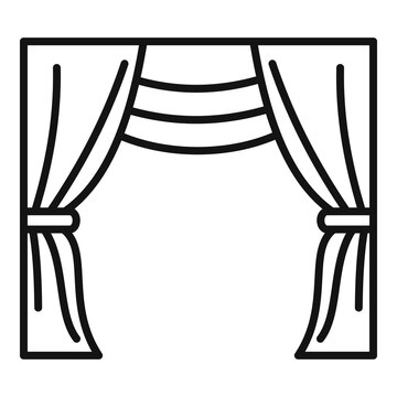 recommend clip art: Cinema curtains icon. Outline cinema curtains vector icon for web design isolated on white background