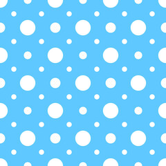 White dots on a blue backgrounds. Abstract seamless mosaic background. Pixels backdrop.