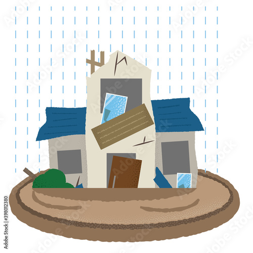 水害に遭う住宅のベクターイラスト Architecture Wall Mural Architectu Icim