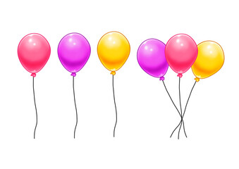 colorful fancy helium balloons isolate  jpeg with clipping paths