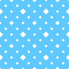 White dots on a blue backgrounds. Abstract seamless mosaic background. Pixels backdrop.