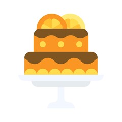 Chocolate orange cake icon, Christmas food and drink vector