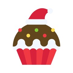 Christmas cupcake icon, Christmas food and drink vector