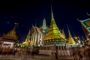Fototapeta premium Background of one of Bangkok's major tourist attractions(Temple of the Emerald Buddha-Wat Phra Si Rattana Satsadaram/Wat Phra Kaew, tourists all over the world always come to admire the beauty in thai