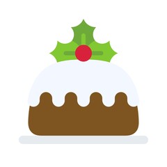 Cake icon, Christmas food and drink vector