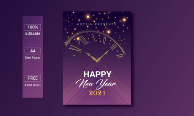 Happy new year 2021. Invitation Card Design for New Year.