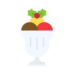 Ice cream icon, Christmas food and drink vector