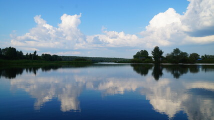 reflection of clouds on the lake