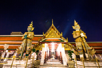Fototapeta premium Background of one of Bangkok's major tourist attractions(Temple of the Emerald Buddha-Wat Phra Si Rattana Satsadaram/Wat Phra Kaew, tourists all over the world always come to admire the beauty in thai
