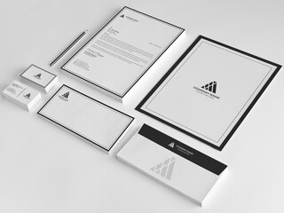 Minimal Branding Identity template. Business card, Letterhead, Invoice, Envelope, Business Folder in vector Illustration