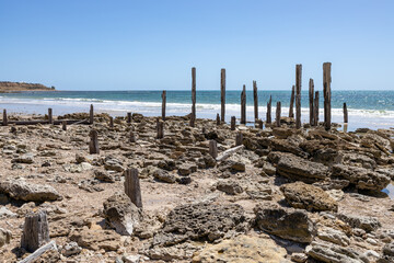 Fototapeta premium The iconic jetty ruins in Port Willunga South Australia on December 8th 2020