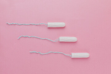 Menstrual tampons in composition in studio