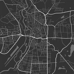 Urban city map of Halle, Saale. Vector poster. Grayscale street map.