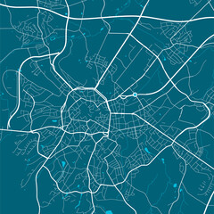 Fototapeta premium Detailed map of Aachen city, linear print map. Cityscape panorama.