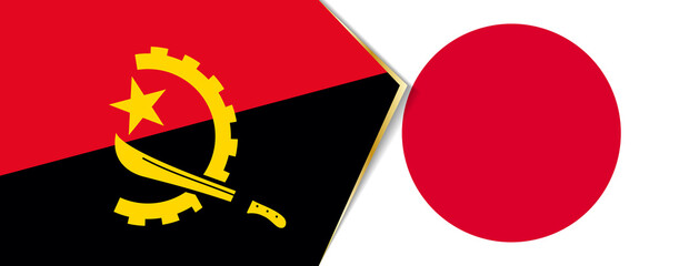 Angola and Japan flags, two vector flags. - obrazy, fototapety, plakaty