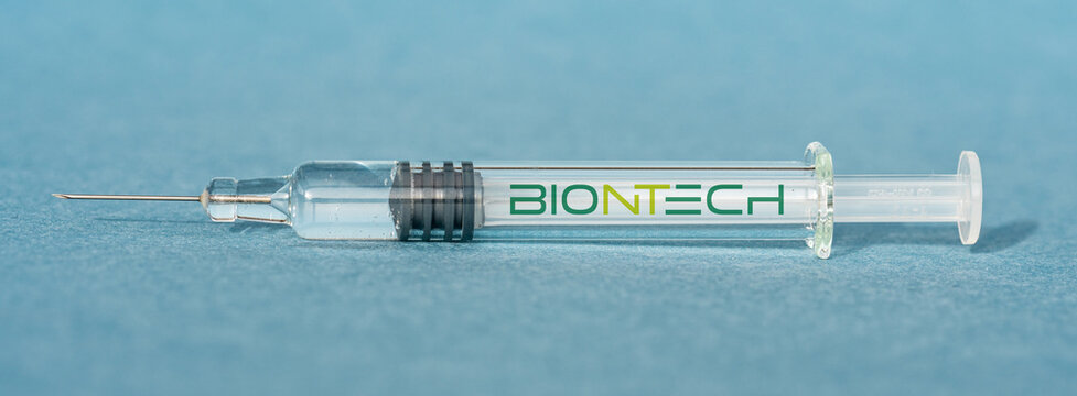 BioNTech Covid-19 Vaccine - Close-up on a syringe containing vaccine against coronavirus disease Covid19 - protection against global pandemic - France, december 8 2020