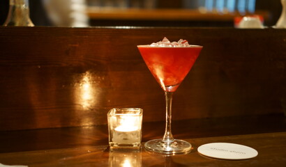 Red cocktail in a glass