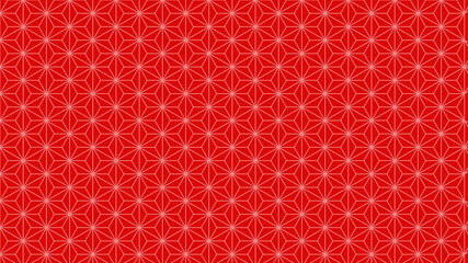 和を感じる背景素材　麻の葉　伝統模様　赤