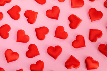 Valentines day hearts on pink