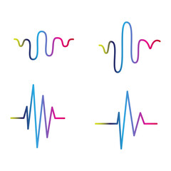 Sound audio wave set. Vector isolated on white background. Sound wave for voice recording tattoo, music audio icon, eq, radio logo and waveform. Musical melody design. Soundwave audio music vector