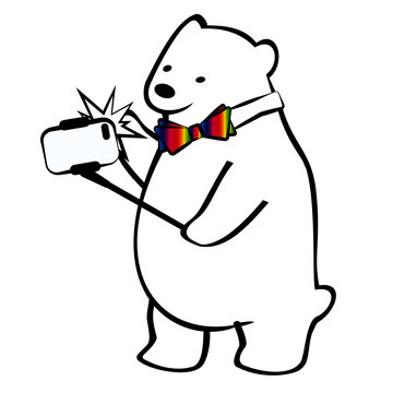 A cute gay polar bear make selfie