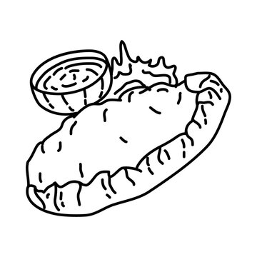 black and white calzone with sauce clip art preview