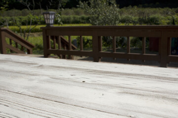 white wood table in nature background