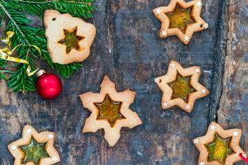 Star shaped stained glass window biscuits